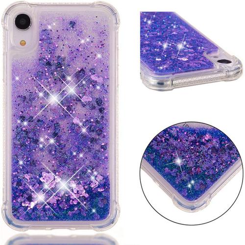 Coque Iphone Xr Housse Tpu Silicone Transparente Etui Brillant Bling Paillettes Sparkly Cristal Liquide Quicksands Anti Rayures Cover Antichoc Case Étui Pour Apple Iphone Xr 6.1"" 2018