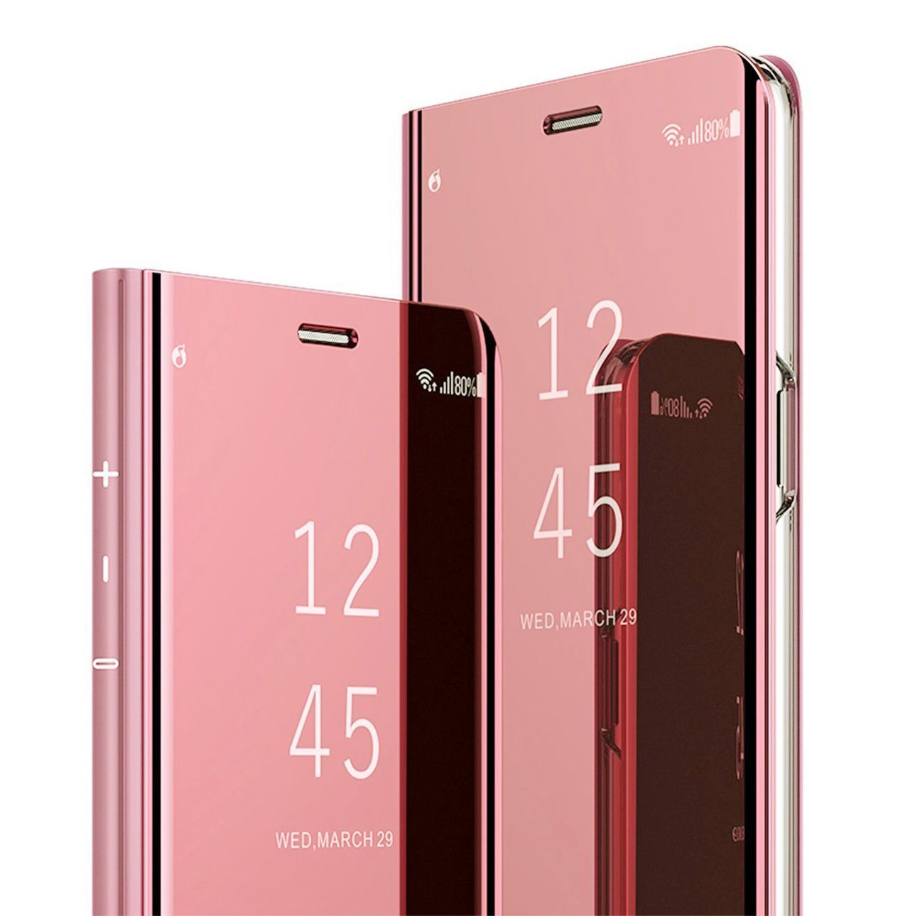 Coque Etui Housse Clear View Etui À Rabat Antichoc Miroir Smart Stand Pour Huawei P Smart 2019 Rose