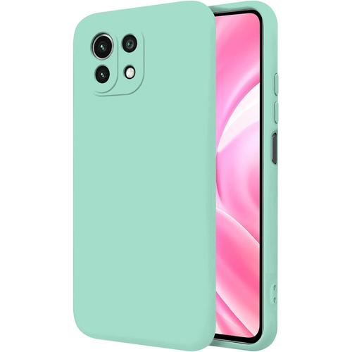 Coque Pour Xiaomi Mi 11 Lite 6.55"" Étui Rigide Turquoise Silicone Liquide Premium Doux Doublure Intérieure En Microfibre Protège L'appareil Photo Antidérapant Résistant Saleté Rayures