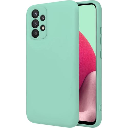 Coque Pour Samsung Galaxy A32 6.4"" Étui Rigide Turquoise Silicone Liquide Premium Doux Doublure Intérieure En Microfibre Protège L'appareil Photo Antidérapant Résistant Saleté Rayures