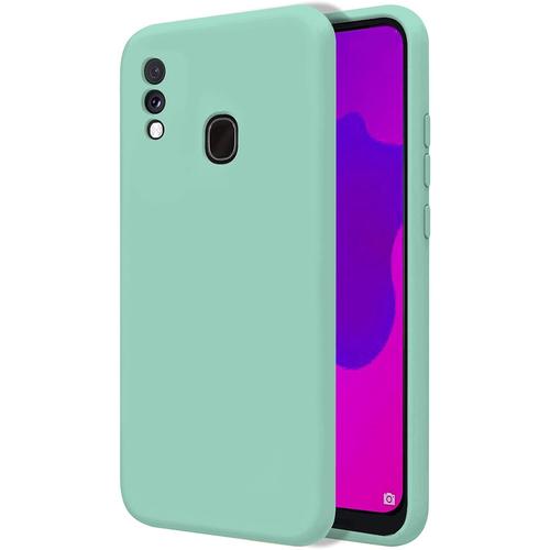 Coque Pour Samsung Galaxy A20e 5.8""Étui Rigide Turquoise Silicone Liquide Premium Doux Doublure Intérieure En Microfibre Protège L'appareil Photo Antidérapant Résistant Saleté Rayures