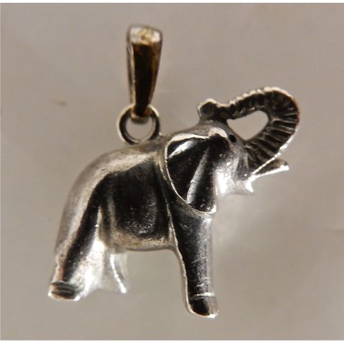 Éléphant Pendentif Ancien Argent Massif