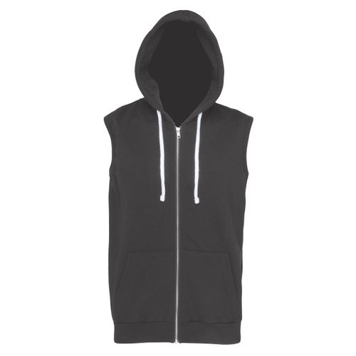 Sweat ? Capuche Zipp? Sans Manches Homme - Jh057 - Gris Fonc?