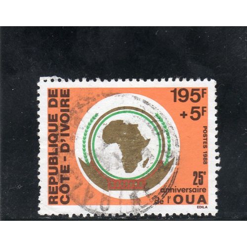 Timbre-Poste De Côte DIvoire (25ème Anniversaire De LO.U.A. Organisation De LUnité Africaine)