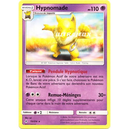 Pokémon - 72/214 - Hypnomade - Sl10 - Soleil Et Lune - Alliance Infaillible - Rare