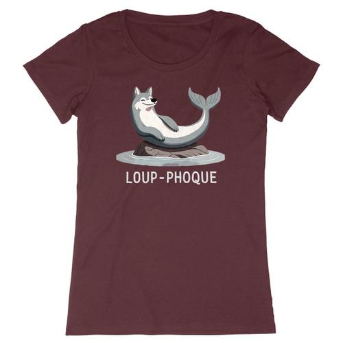 Tee Shirt "Loup-Phoque" - Pour Femme - Confectionné En France - Coton 100% Bio - Cadeau Animaux Anniversaire Humour Original Rigolo