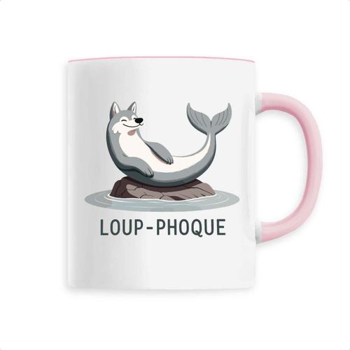 Mug "Loup-Phoque" - Confectionné En France - Tasse Originale En Céramique - Cadeau Animaux Anniversaire Humour Original Rigolo