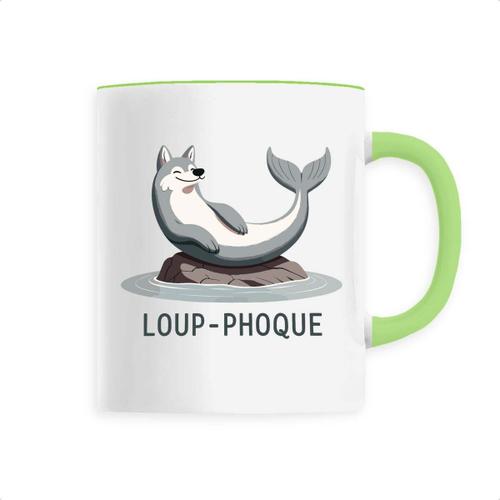 Mug "Loup-Phoque" - Confectionné En France - Tasse Originale En Céramique - Cadeau Animaux Anniversaire Humour Original Rigolo