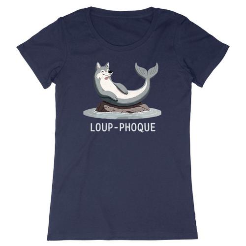 Tee Shirt "Loup-Phoque" - Pour Femme - Confectionné En France - Coton 100% Bio - Cadeau Animaux Anniversaire Humour Original Rigolo