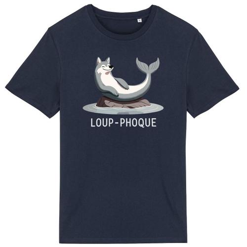 T Shirt "Loup-Phoque" - Pour Homme - Confectionné En France - Coton 100% Bio - Cadeau Animaux Anniversaire Humour Original Rigolo