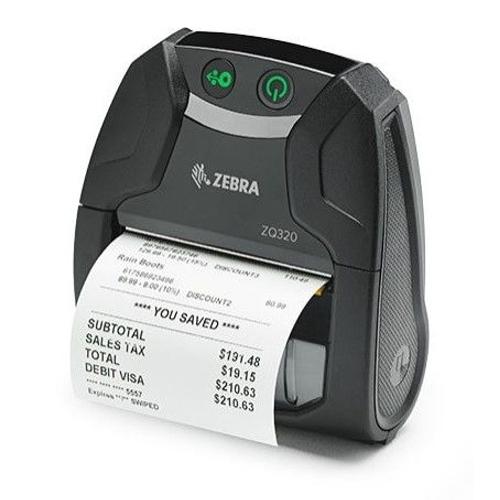 Zebra ZQ320 Mobile Receipt Printer - Imprimante de reçus - thermique direct - Rouleau (8 cm) - 203 dpi - jusqu'à 100 mm/sec - USB 2.0, NFC, Bluetooth 4.0 LE - barre de déchirement - noir