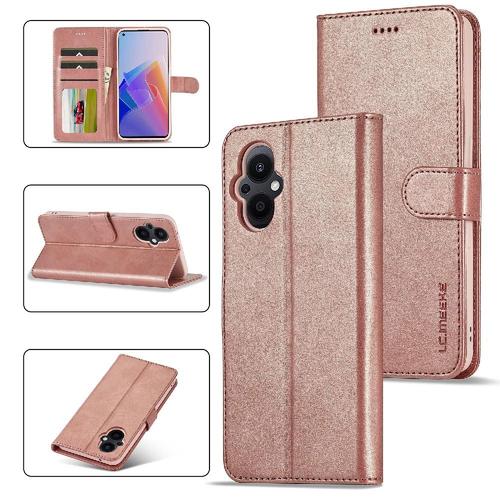 Étui Pour Oneplus Nord 20 5g Étui En Cuir Raboté Horizontal Texture Veau Porte-Monnaie Avec Fentes Pour Cartes Avec Titulaire - Couleur Rose