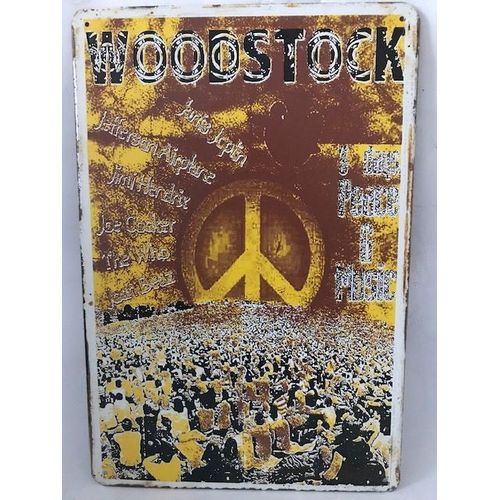 Woodstock Festival Janis Joplin Jefferson Airplane Jimi Hendrix Joe Cocker The Who Joan Beaz Affiche De Concert Métal