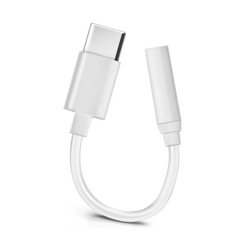 Adaptateur Connecteur USB Type C vers Jack 3.5 mm Audio Femelle Compact - Blanc