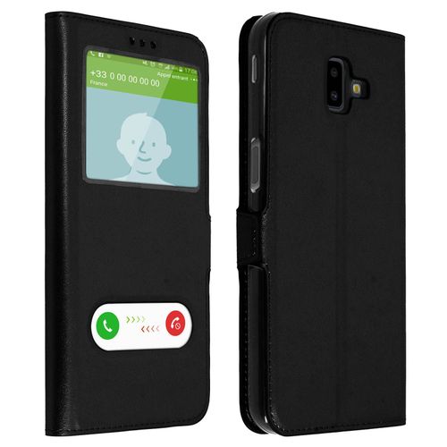 Housse Samsung Galaxy J6 Plus Etui Double Fenêtre Coque Silicone - Noir