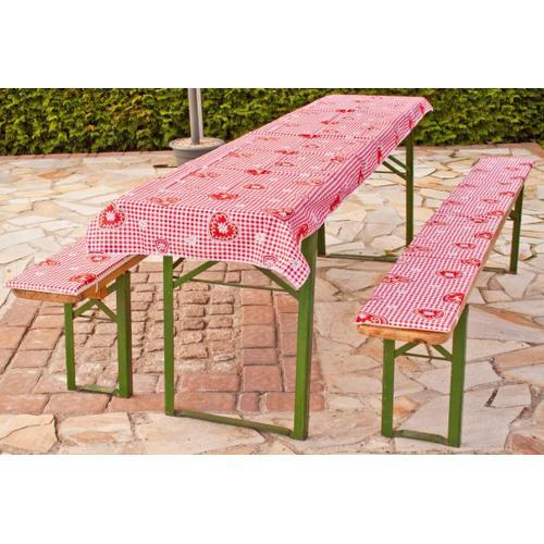 Beo tente auflagen avec nappe à carreaux style maison de campagne coussin pour banc, env. 220 x 25 x 2,5 cm et 240 x 100 cm, rouge/blanc/multicolore