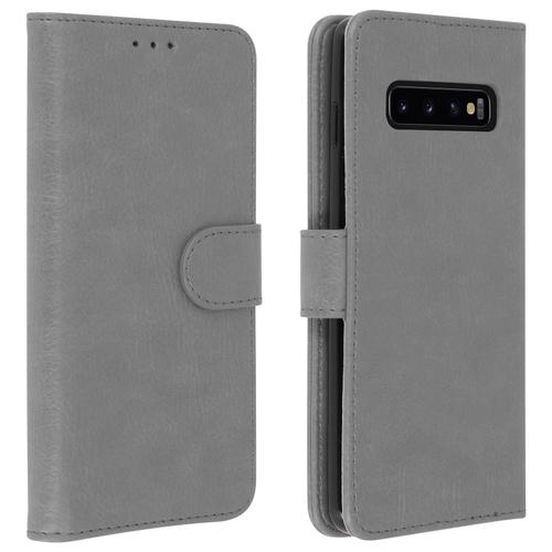 Housse Samsung Galaxy S10 Étui Portefeuille Support Stand Gris