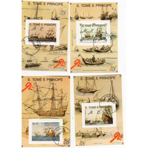 Sao Tomé E Principe- Lot De 6 Blocs Feuillets Oblitérés- Voiliers