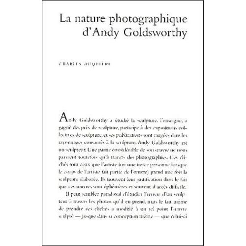 La Nature Photographique D'andy Goldsworthy