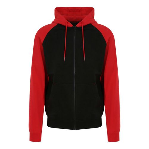 Sweat Zipp? ? Capuche Baseball Homme - Jh063 - Noir Et Rouge