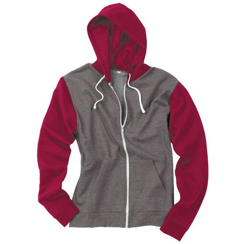 Sweat Zipp? ? Capuche R?Tro Homme - Jh059 - Gris Et Bordeau
