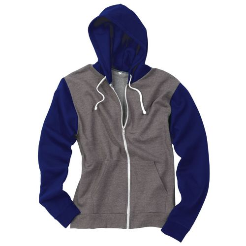 Sweat Zipp? ? Capuche R?Tro Homme - Jh059 - Gris Et Bleu Marine