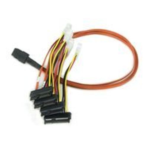 LSI - Câble interne SAS - 4 voies - alimentation interne 4 plots, 4i Mini MultiLane 36 broches (M) pour SAS 29 broches internes (SFF-8482) (F) - 60 cm