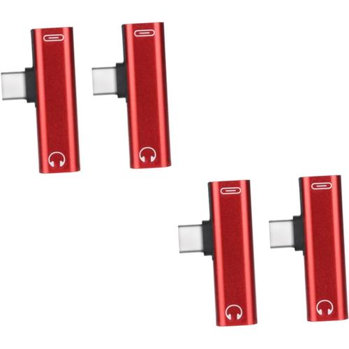 Adaptateur USB 4 Pièces Casque de Musique convertisseur de Charge de Type c USB Casques Adaptateur Audio Adaptateur de Prise d'écouteur 2 en 1 Distributeur Double écouteurs Rouge