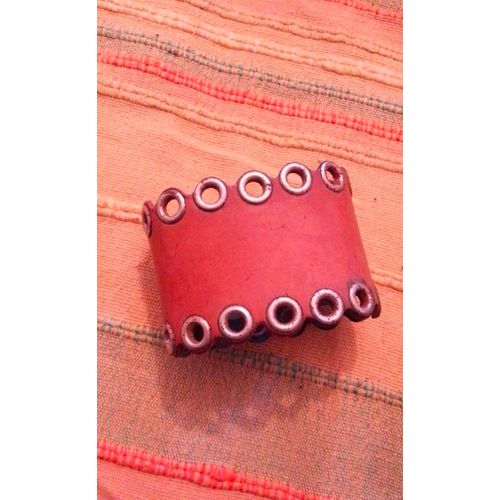 Bracelet De Force En Cuir Marron Et Métal Argenté Picky Poo.