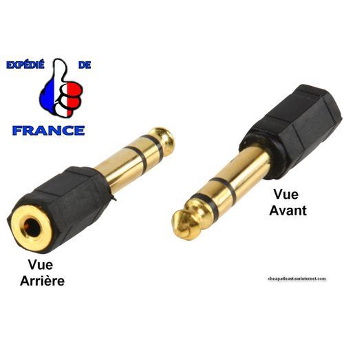 Adaptateur Jack stéréo 3.5 mm Femelle vers 6.35 Mâle Plaqué OR