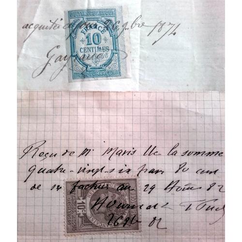 1874 Et 1882 : Lot De 2 Timbres Fiscaux 10 Centimes Quittances, Reçus Et Décharges