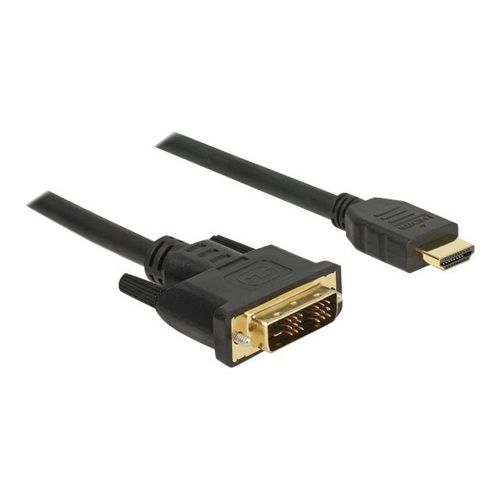 Delock - Câble adaptateur - liaison simple - DVI-D mâle pour HDMI mâle - 2 m - triple blindage - noir - vis moletées