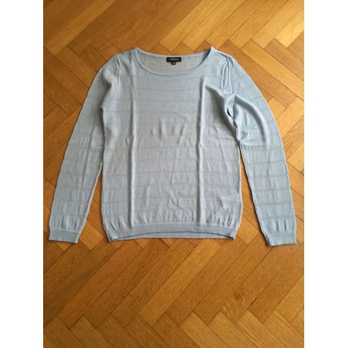 Pull Léger Caroll Bleu Clair Rayé Ajouré En Lurex Taille 40