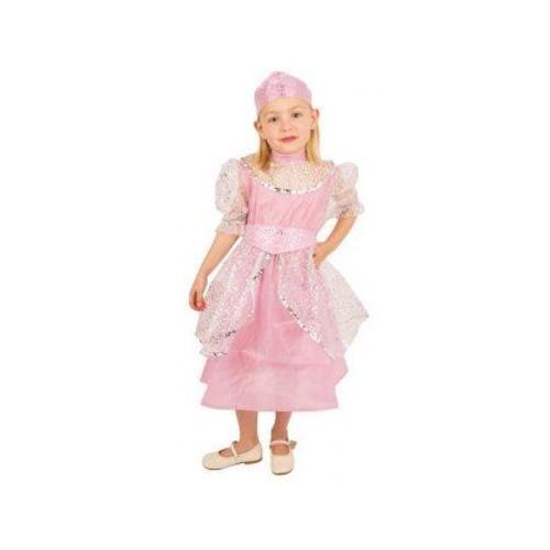 Deguisement Enfant Princesse Marie 8 Ans Robe Rose Et Argente - Panoplie Fille Taille 128 Cm - Costume Carnaval