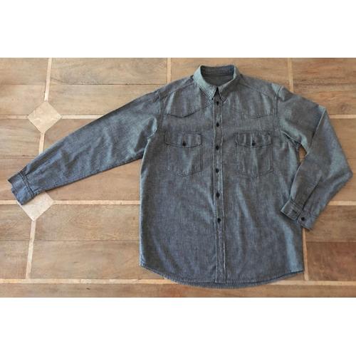 Chemise Homme Gris Chiné 100% Coton T. Xl