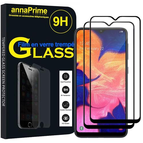 Lot / Pack De 2 Films Verre Trempé Pour Samsung Galaxy A10 6.2" De Protection D'écran - Couleur Noir