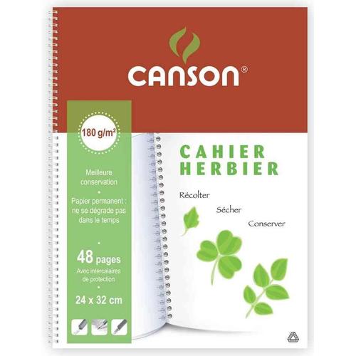Canson Cahier Herbier 240 X 320 Mm 48 Pages 180g Avec Intercalaires De Séchage Protection