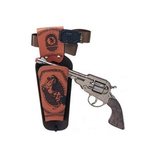 Coffret Cow Boy - Pistolet 8 Coups Gonher Avec Ceinture Et Etui - Accessoire Deguisement