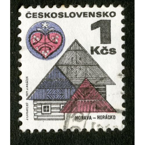 Timbre Oblitéré Ceskoslovensko, Morava-Horacko, 1 Kcs, 1971