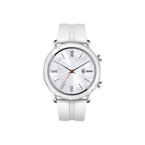 Huawei Watch Gt Elegant - 42 Mm - Acier Inoxydable - Montre Intelligente Avec Bracelet - Fluoroélastomère - Blanc - Taille Du Poignet : 130-190 Mm - Affichage 1.2" - Bluetooth - 36.2 G