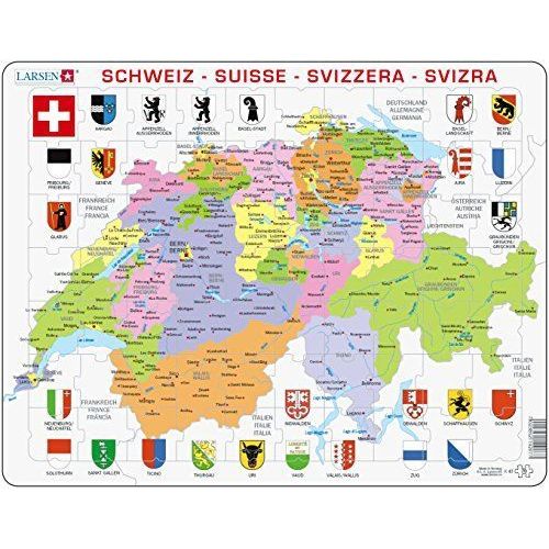 Puzzle 70 Pièces Puzzle Cadre - Carte De La Suisse