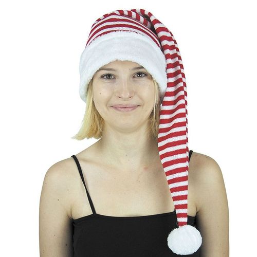 Bonnet Tricot Long Sucre Orge Pompon Blanc Adulte