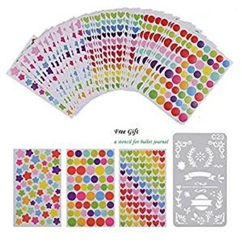 Mkishine Gomettes Enfant Noël 60 Feuilles+1 Ponchoir,Gommettes Forme De Coeur,Étoiles,Pois Colorés,4020 Autocollants Enfants,Loisirs Creatifs,Scrapbooking Materiel Activites Manuelles Pour Enfants