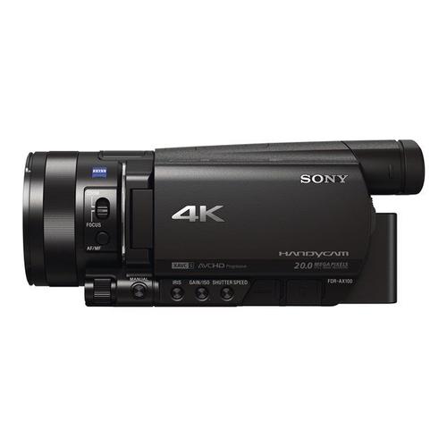 Sony Handycam FDR-AX100E - Caméscope - 4K - 20.9 MP - 12x zoom optique - Carl Zeiss - carte Flash - Wi-Fi, NFC - noir