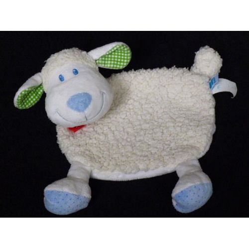 Doudou Mouton Blanc Vert Bleu Tex Baby