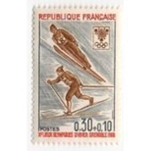 Timbres France 1968 Neuf ** Yt N° 1543 Ski Saut Et Fond