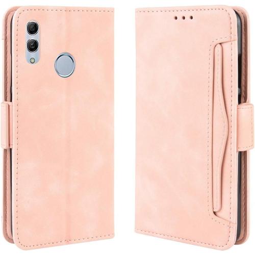 Étui P Smart 2019 , Pu Cuir Tpu Coque Intérieure Boucle Magnétique Étui À Rabat Fonction Support Fente Carte Intégrée Bo Tier Supplémentaire Fente Carte Pour Huawei P Smart 2019 - Rose