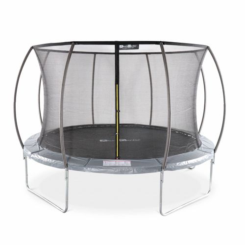 Trampoline Rond Ø 370 Cm Gris Avec Filet De Protection Intérieur - Saturne Inner - Nouveau Modèle