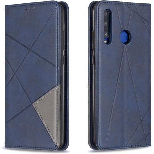 Coque Pour Huawei P Smart Plus 2019 / Honor 10i, Housse Portefeuille En Cuir Etui Avec Tpu Silicone Bumper Antichoc Magnétique Flip Case, Porte Cartes Avec Fonction Support Cover Bleu