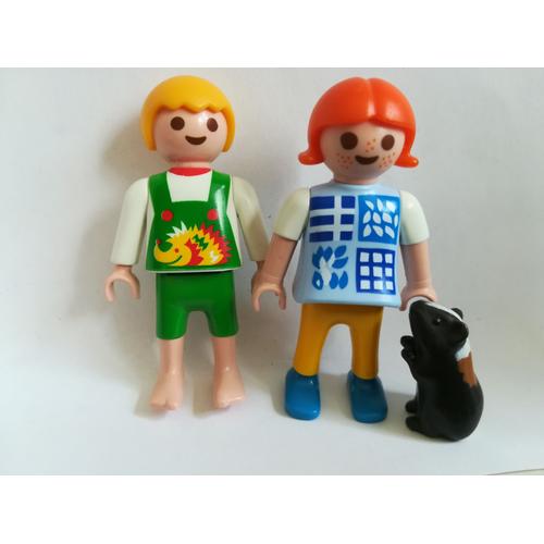 Figurines Playmobil Fille Et Garçon Avec Hamster - Set 3210